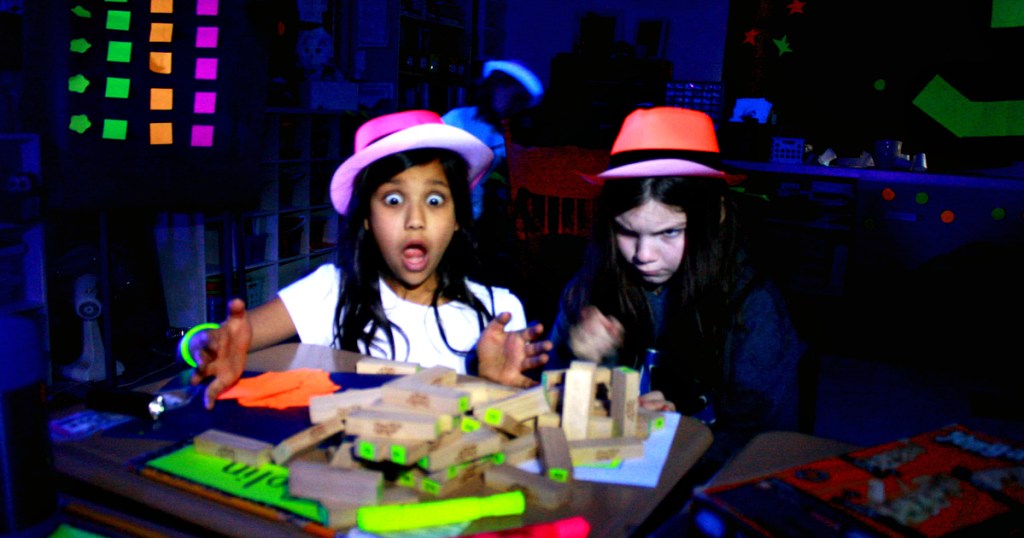 Kids playing glow in the dark games