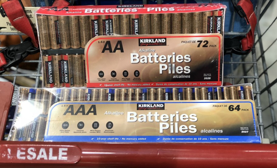 store brand Kirkland Signature batteries, one of the off brand items on our store brand vs name brand challenge