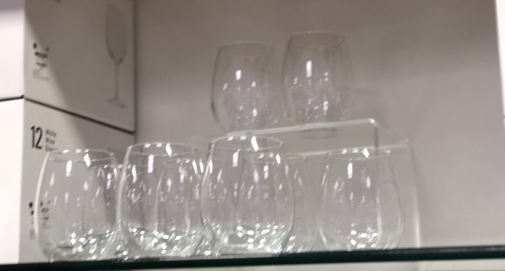 display of glassware at a store