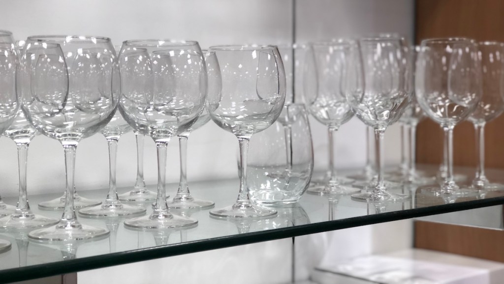 Martha Stewart Glassware on a shelf at Macy's