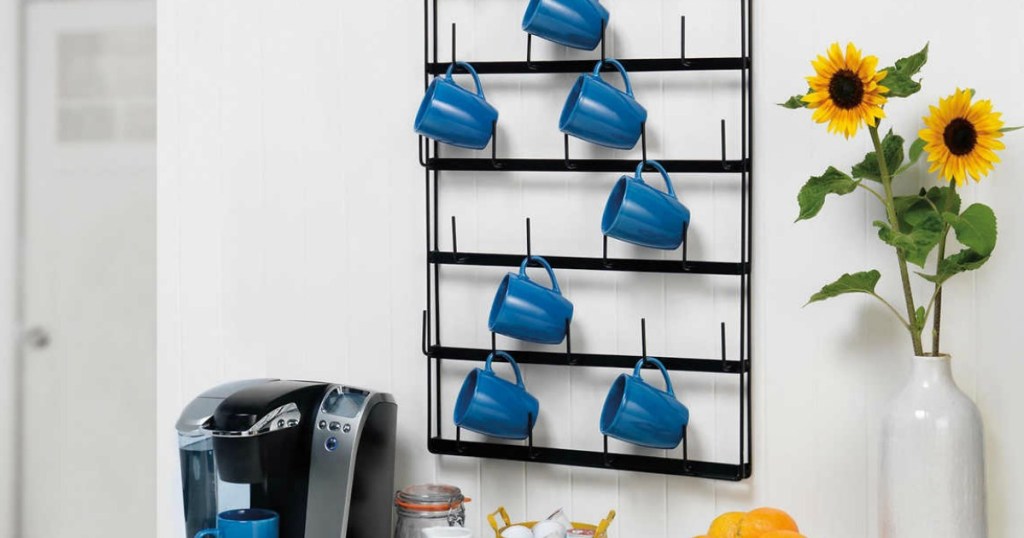 Mikasa Gourmet Coffee Mug Rack shown in kitchen