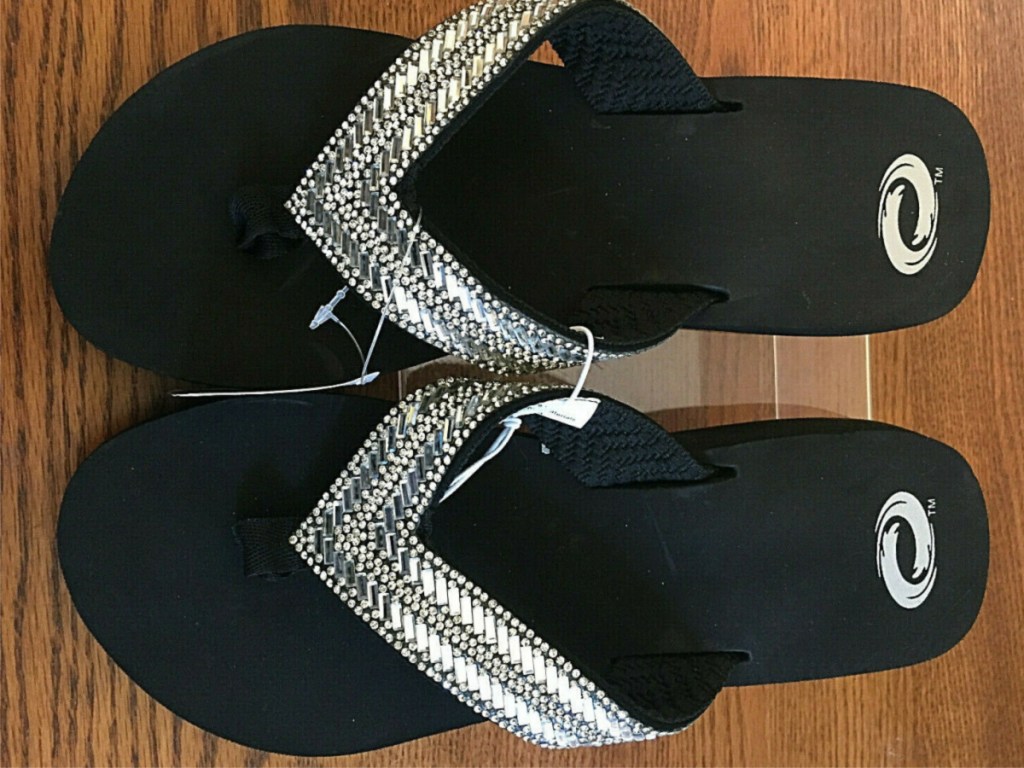 Black platform flip flops