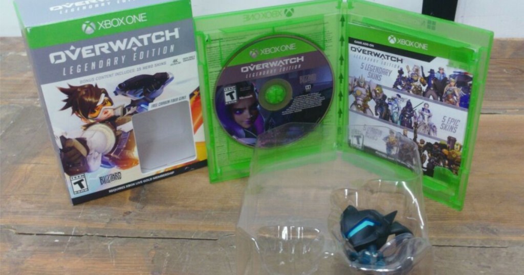 picture of Overwatch Legendary Edition Xbox with toy on counter 