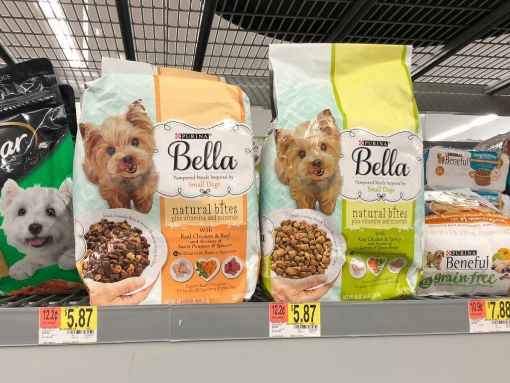 Purina Bella Dry Dog food on store shelf