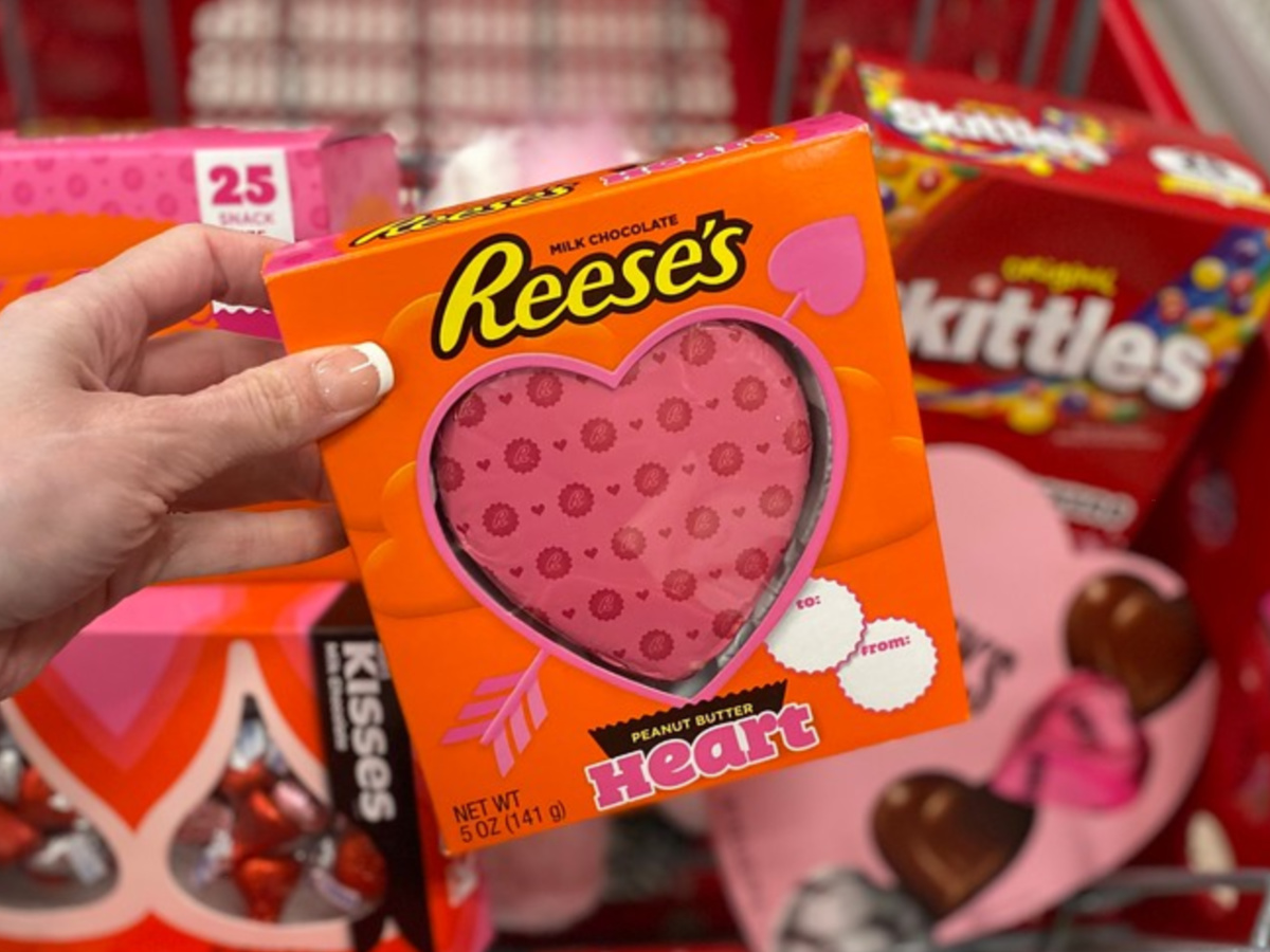 hand holding Valentine's Day Reese's heart