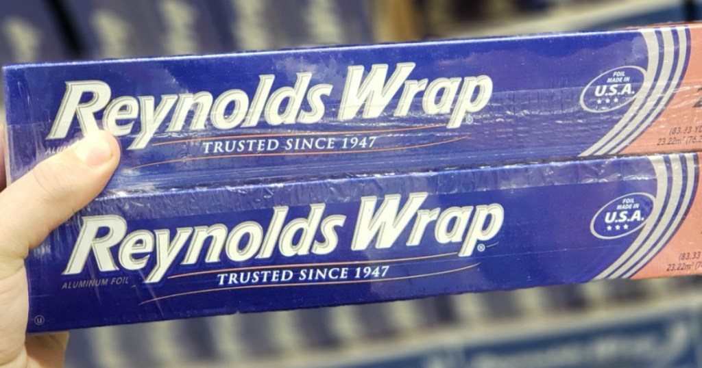 Hand holding Reynolds Wrap Foil