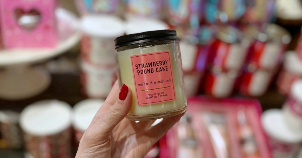 Woman holding Strawberry PoundCake Candle