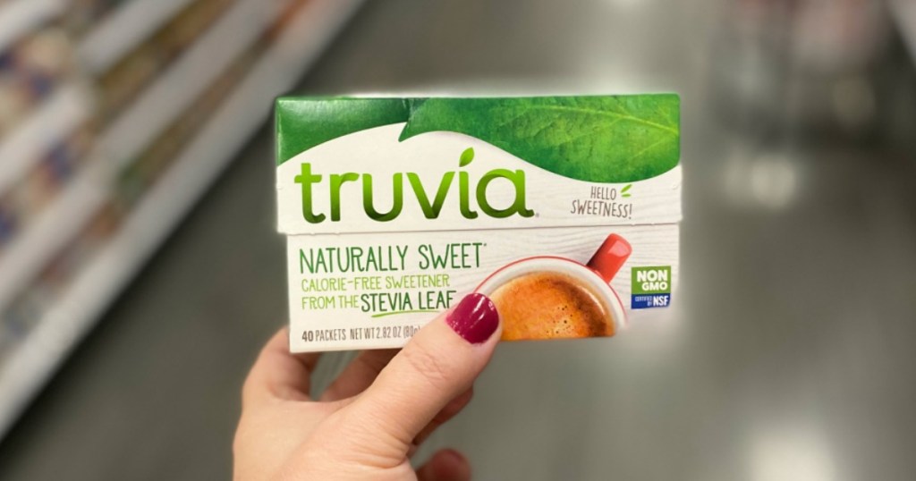 Woman's Hand holding Truvia Sweetener