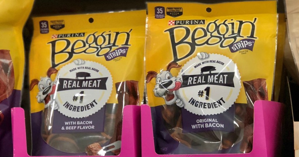 dog treats on a store shelf