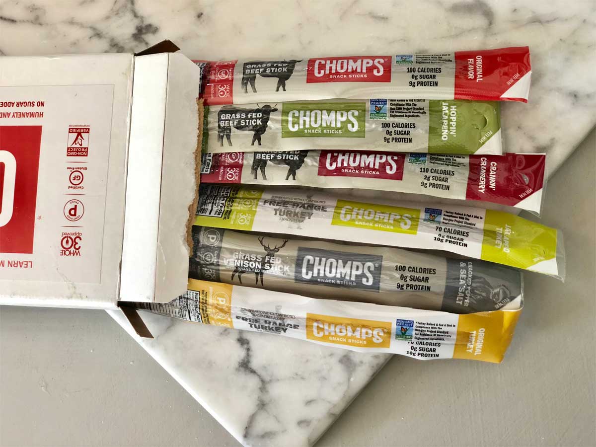 meat sticks on a counter in a variety of flavors