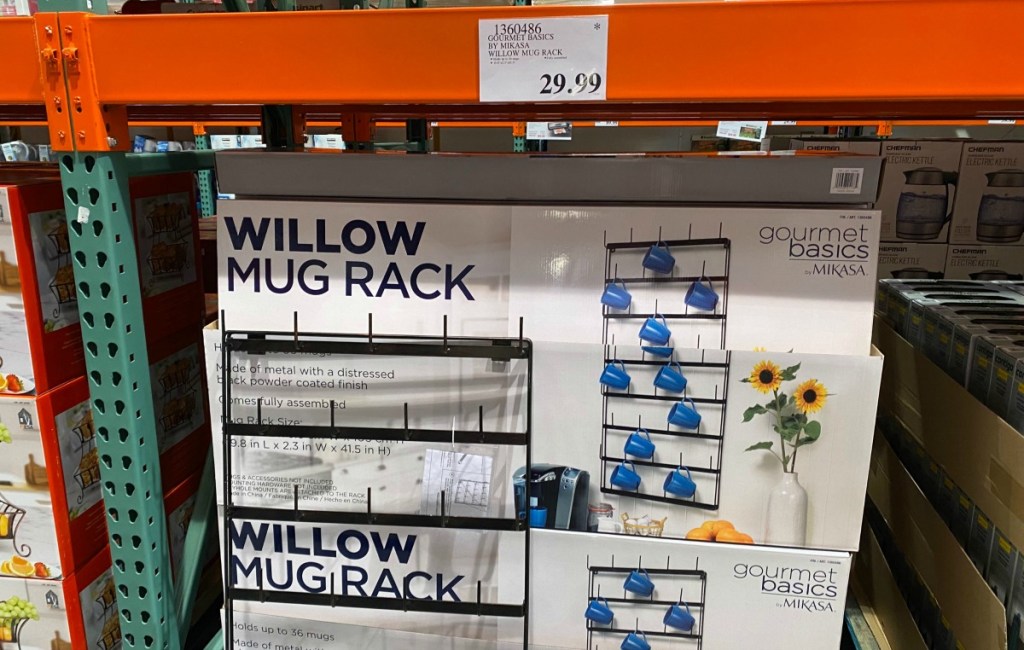 mug racks on display at a Costco