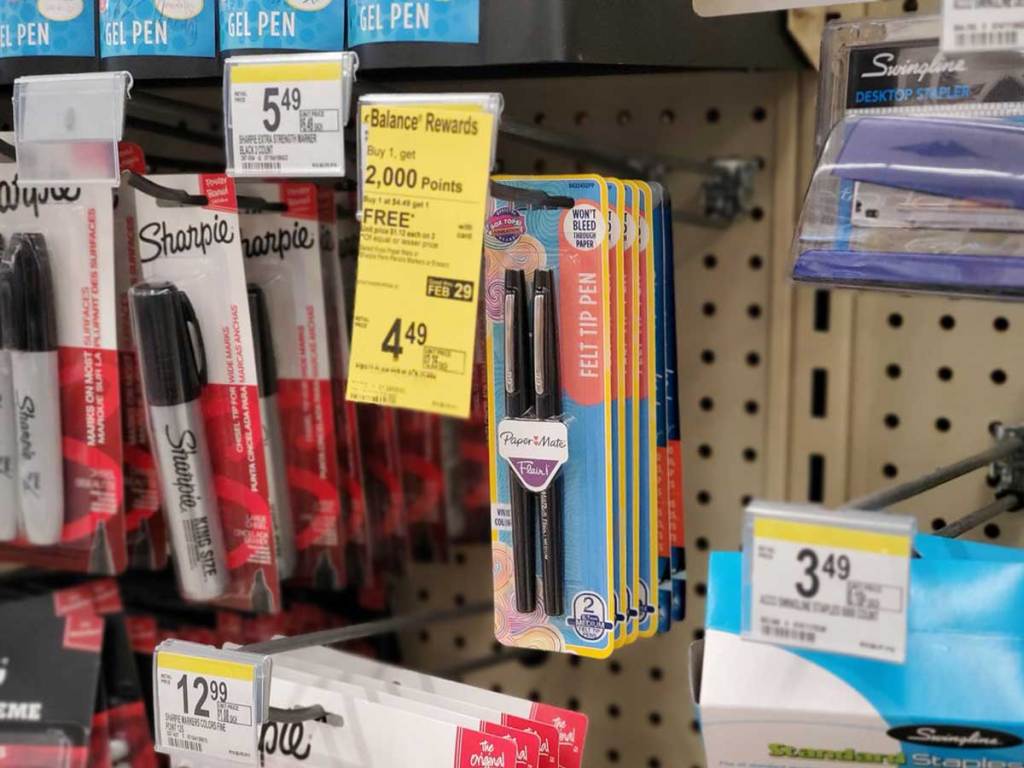 paper mate pens on display in a store