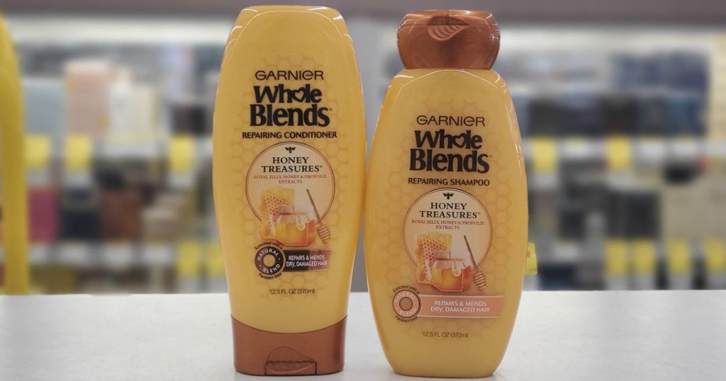 shampoo and conditioner on display in a store