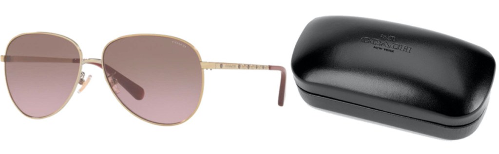 pink sunglasses and black case