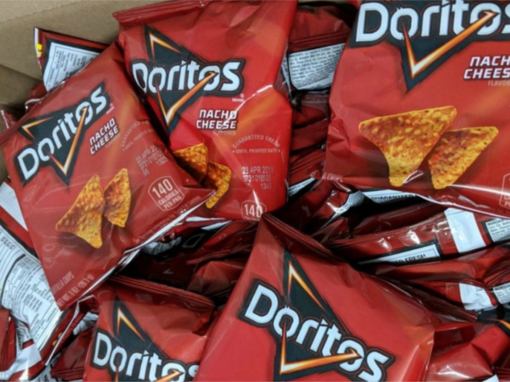 small bags of chips in box