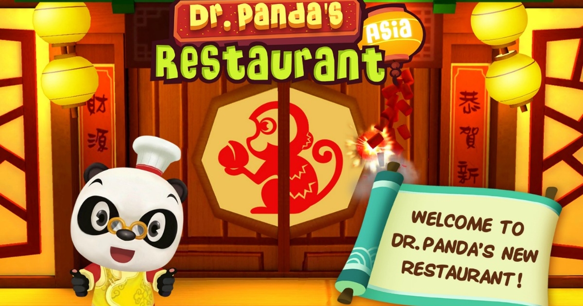 Dr. Panda Restaurant with Panda out in front of the restaurant