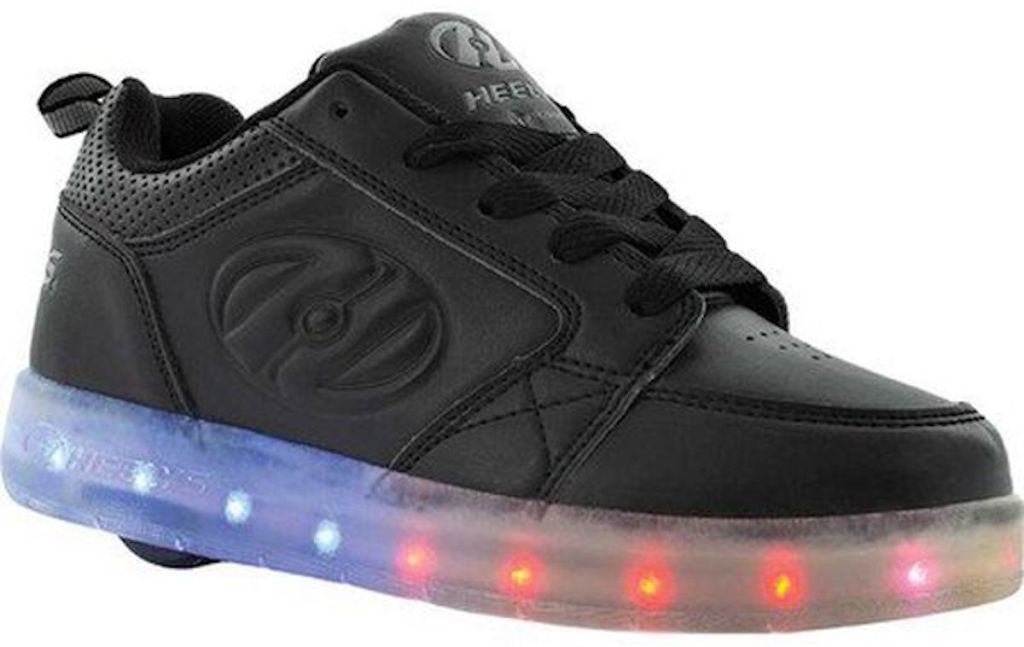 black pair of Heelys Kids' Premium 1 Lo Light Up Sneaker