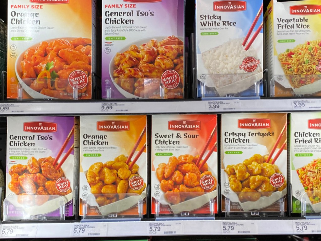 frozen asian meals in store freezer