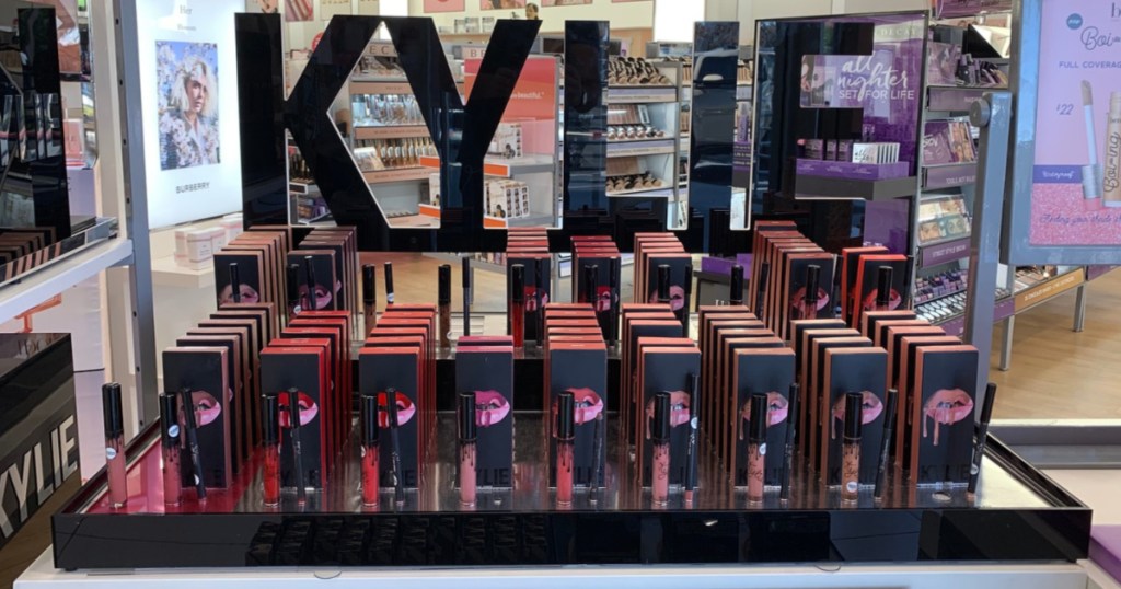 lipsticks display in store window