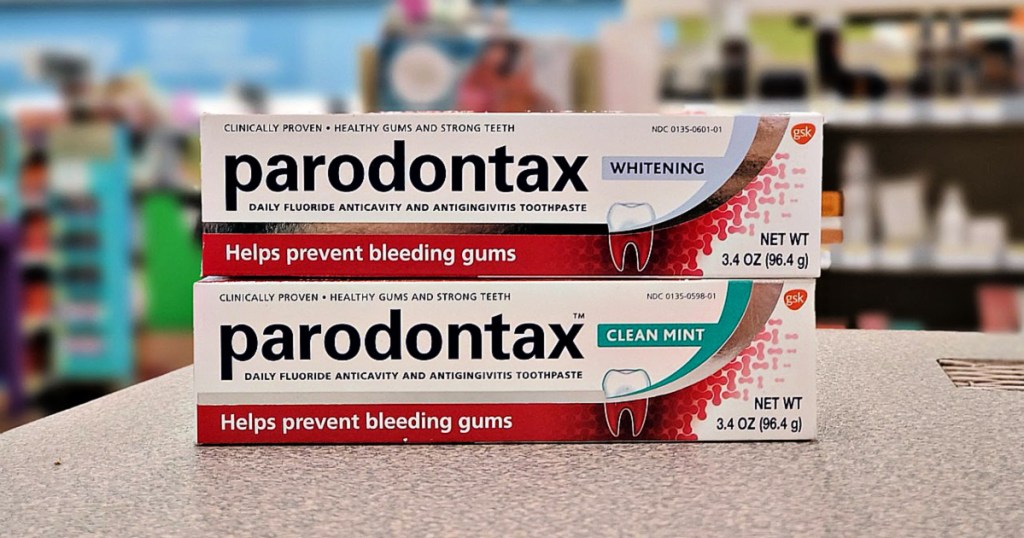 Parodontax Toothpaste at store on counter