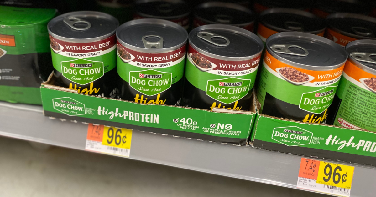 Purina Dog Chow High Protein on the shelf at walmart