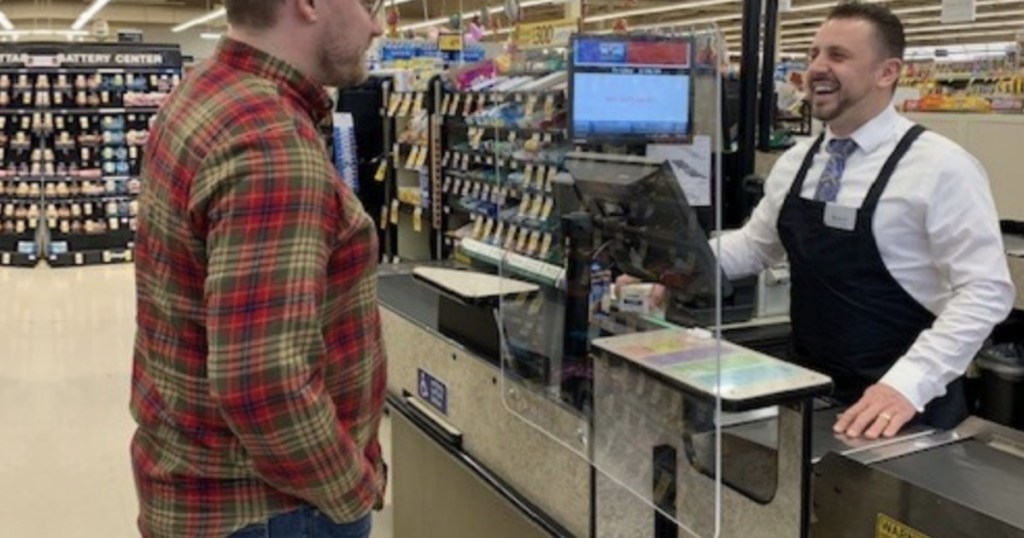 Sneeze Guards at Albertsons checkout lane