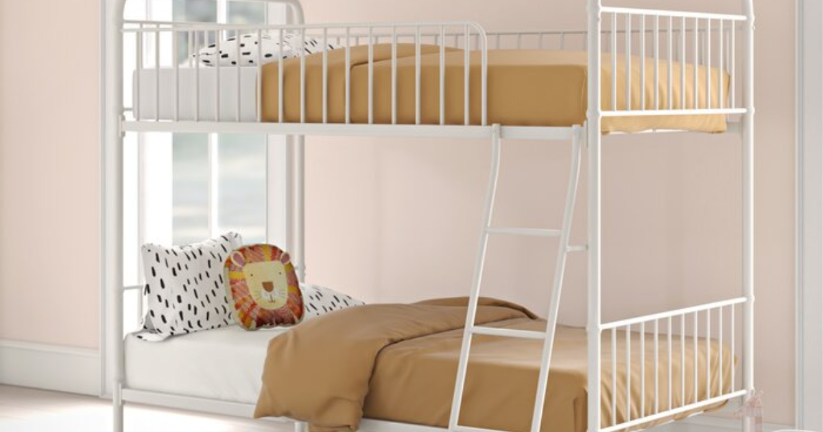 white metal bunk bed