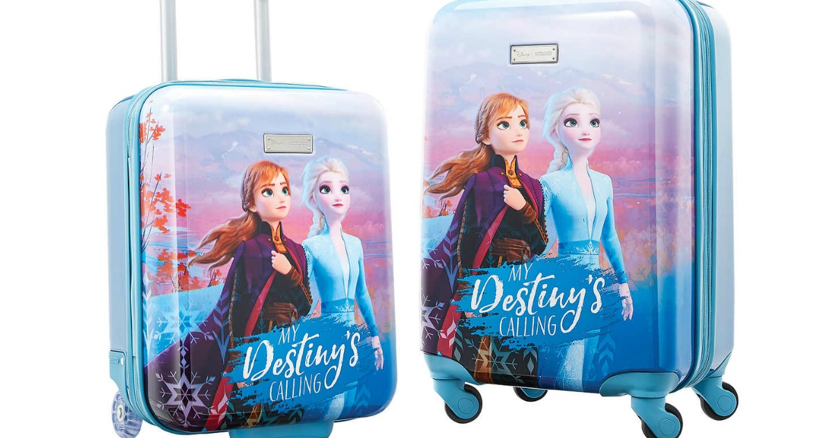 luggage featuring disney frozen anna and elsa