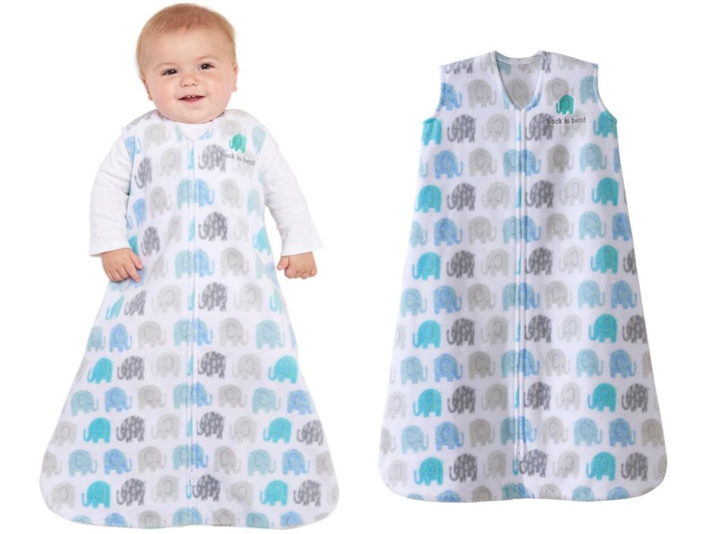 baby in Halo SleepSack, Micro-fleece, Elephant Texture