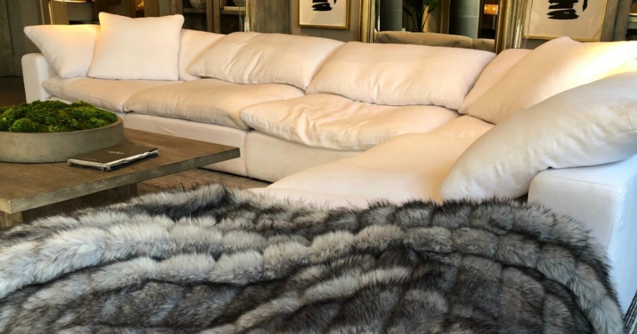 white cloud couch sectional in styled living room