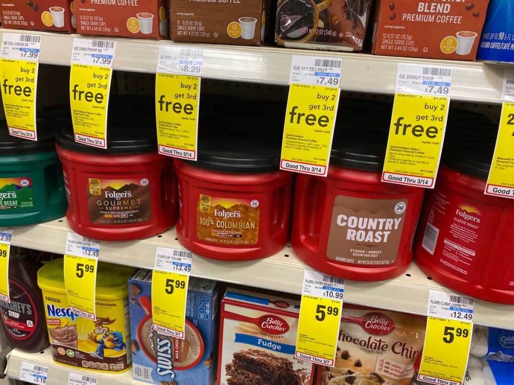 folgers colombian coffee on shelf in store