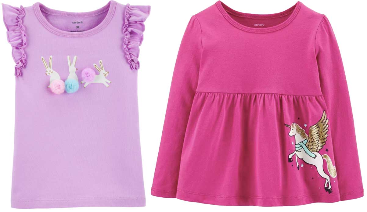 girls bunny and unicorn shirts carters