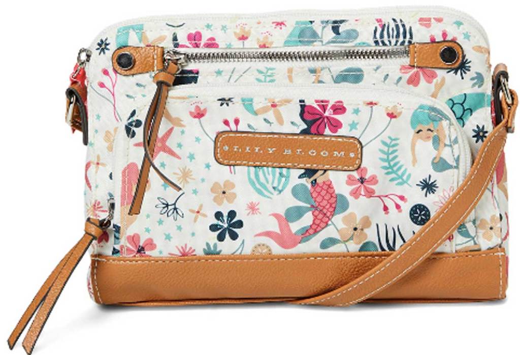 Lily Bloom White & Teal Sea Garden Deana Mid Crossbody Bag