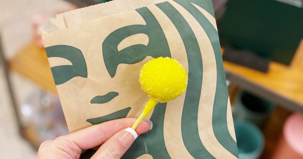 Lemon Cake Pop and Starbucks bag