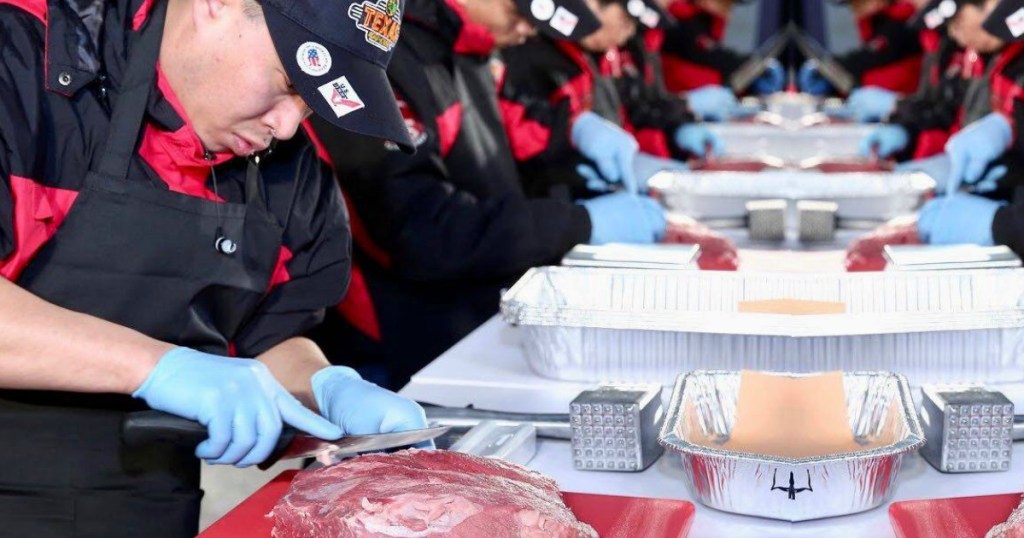 texas Roadhouse meats being cut