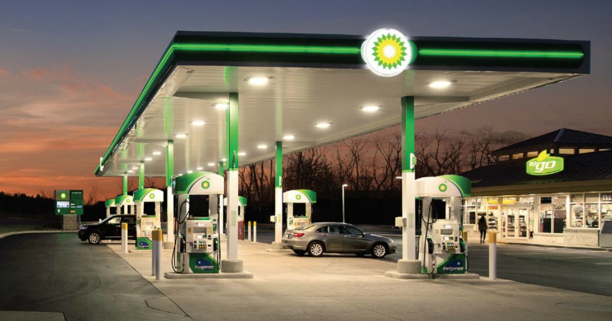 BP Gas Station at dusk