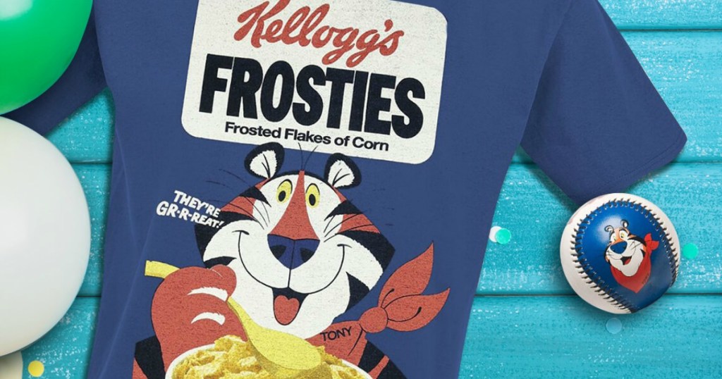 Blue Kellogg's Frosties Shirt & Ball on wood background