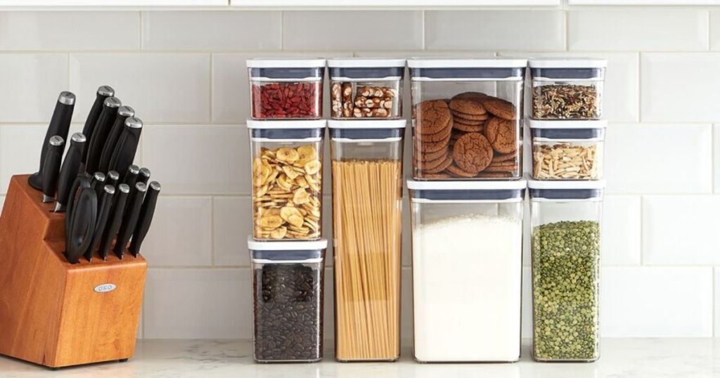 countertop with 10 piece food storage containers 