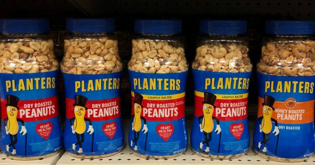 jars of Planters peanuts on store shelf