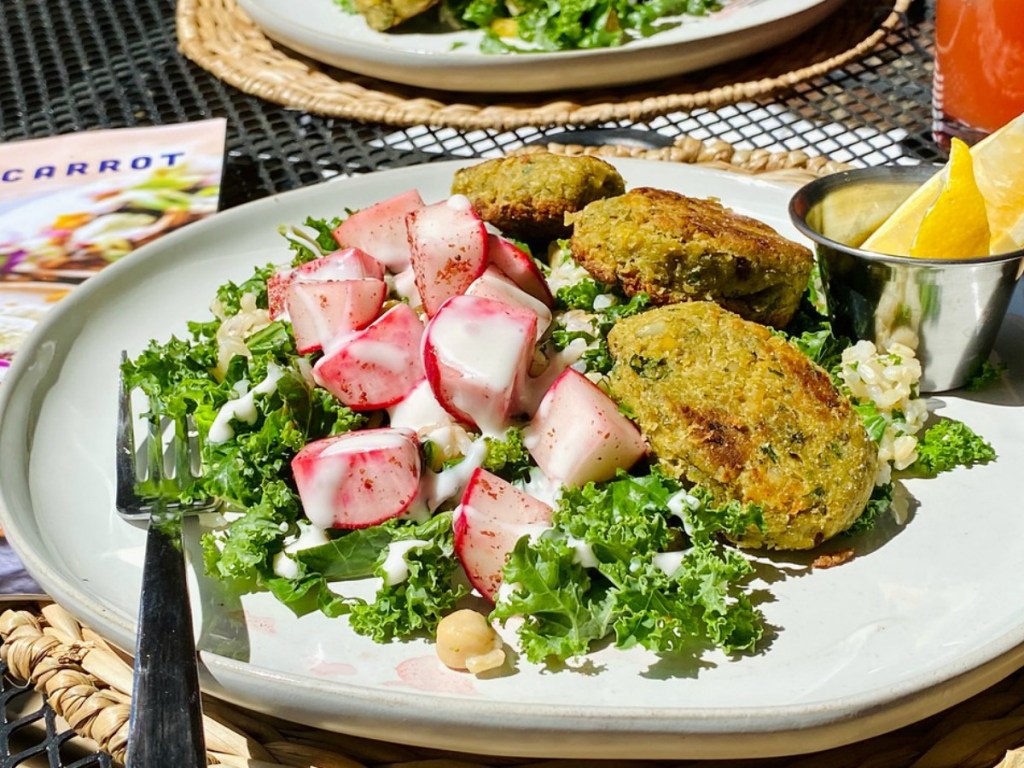 Radish salad on a breakfast nook outside