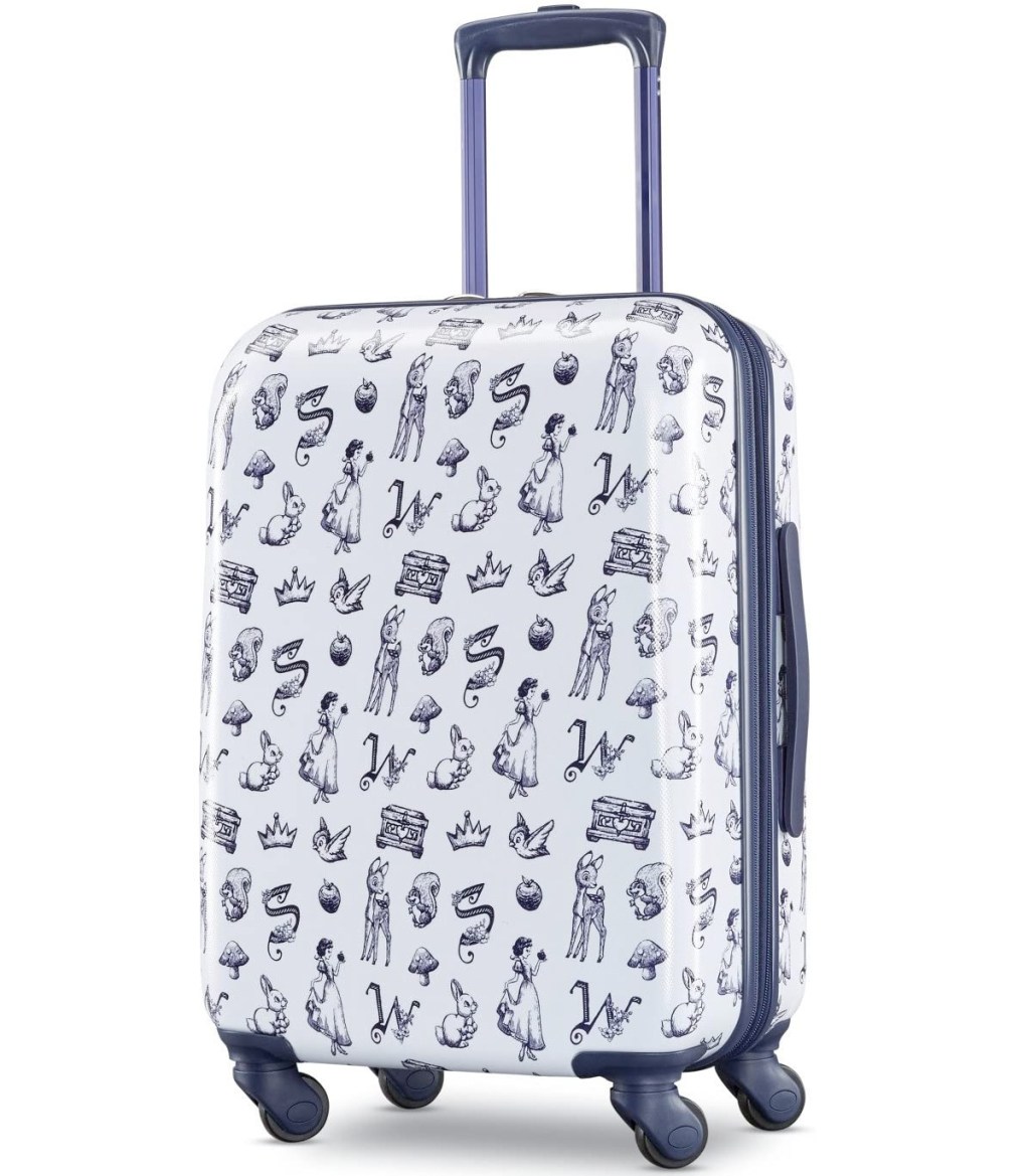 white with black snow white print hardside luggage with spinner wheels