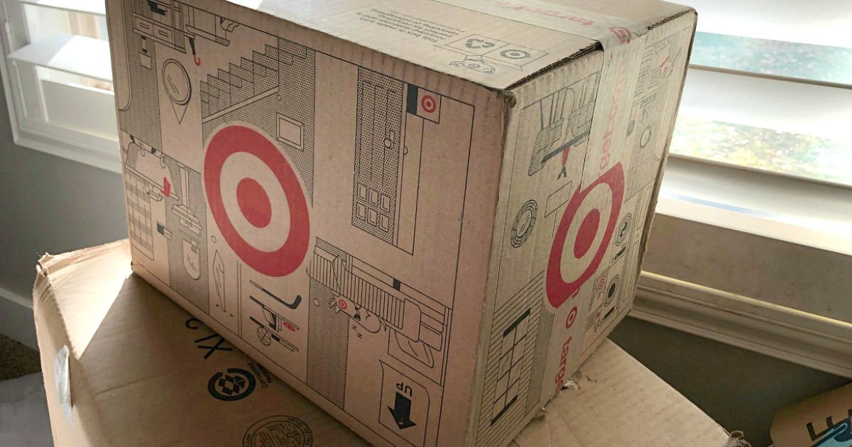 target shipping box sitting next to window