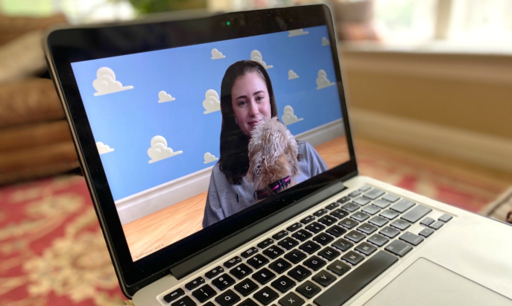 girl on Zoom with background