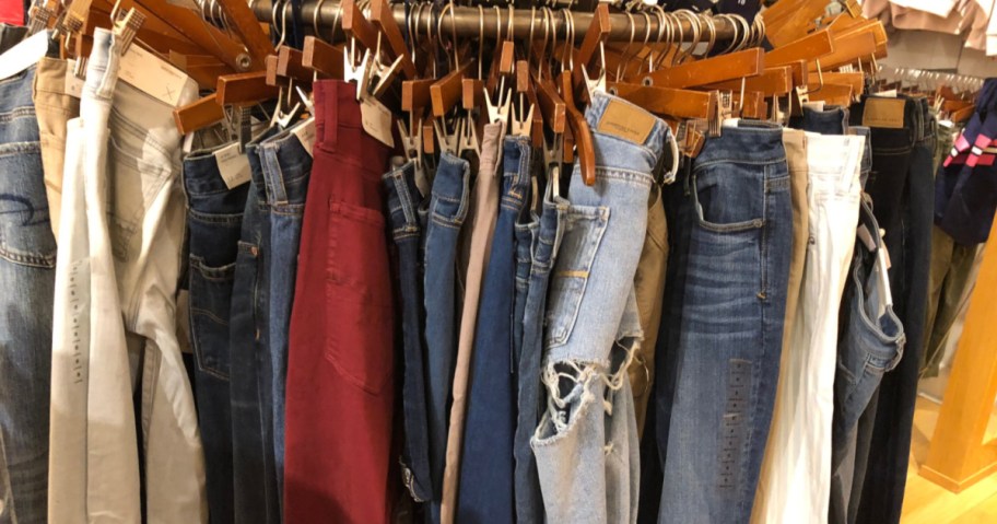 american eagle clothes on rack