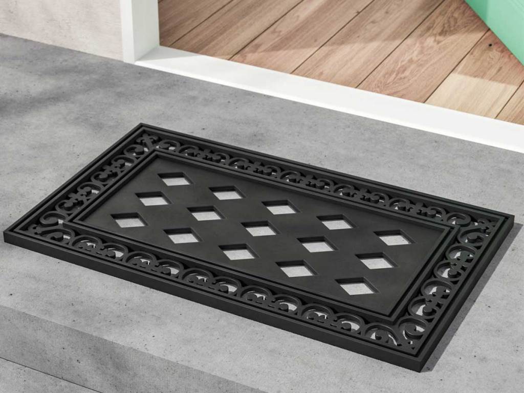 Sassafras Mat Tray in black by a front door