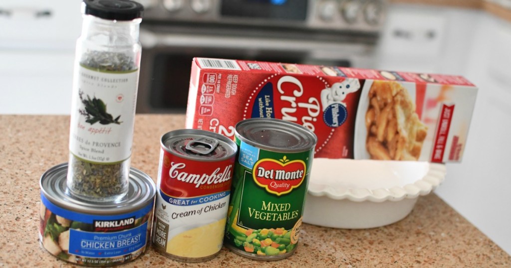 ingredients for pantry chicken pot pie