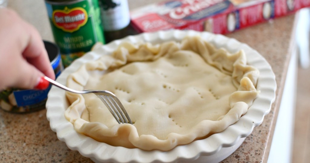 making chicken pot pie