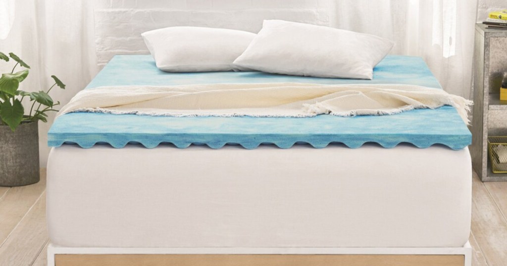 serta instant upgrade 2 memory foam topper on bed