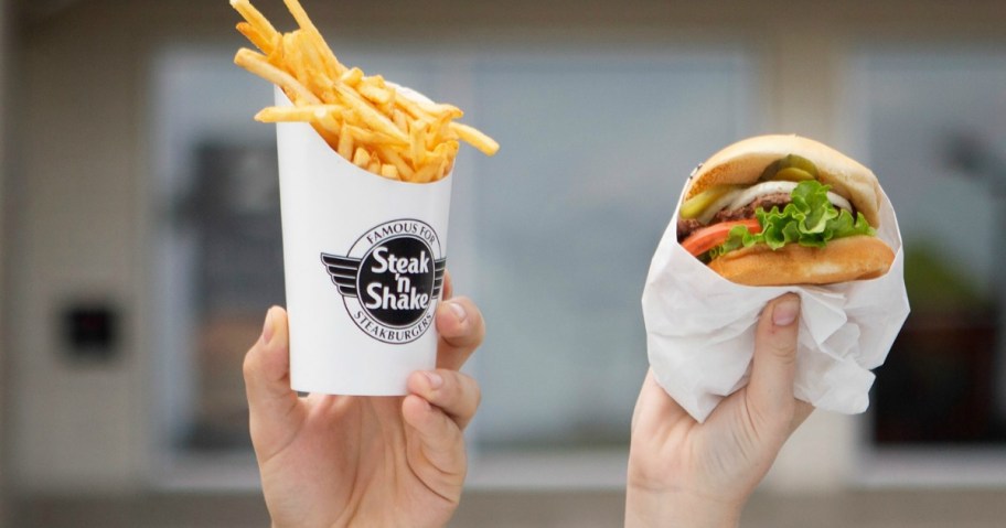 steak n shake burger and fries