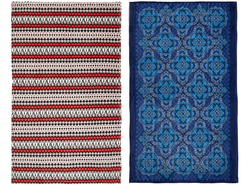 red and blue themed throw blankets